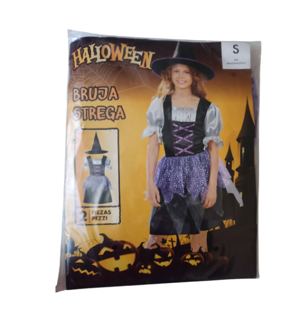 Костюм для Хэллоуина для девочки Ведьма с шляпой S Разноцветный (146290) - фото 3 Костюм для Хэллоуина для девочки Ведьма с шляпой S Разноцветный (146290) - фото 3