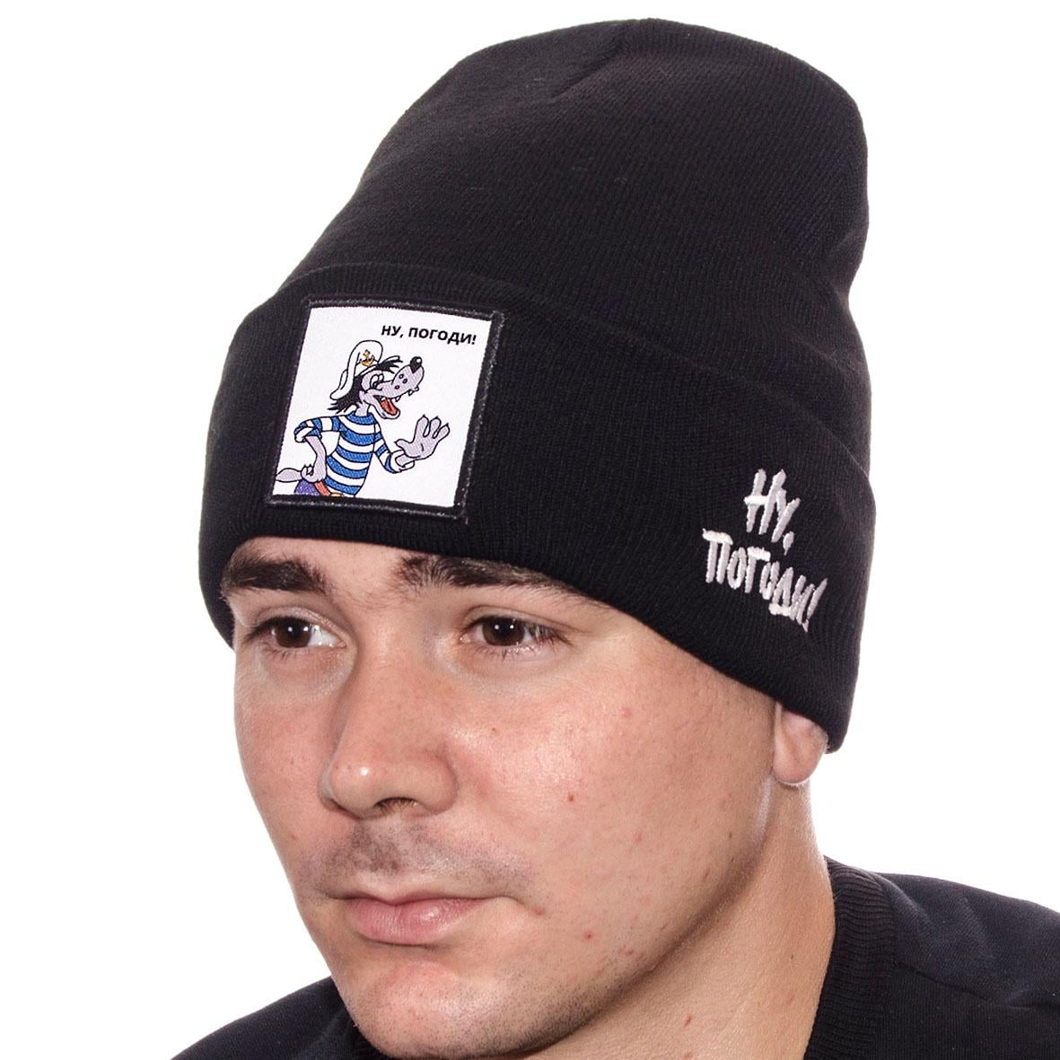Шапка с шевроном универсальная Ну погоди L21022 L р. 57-58 Черный