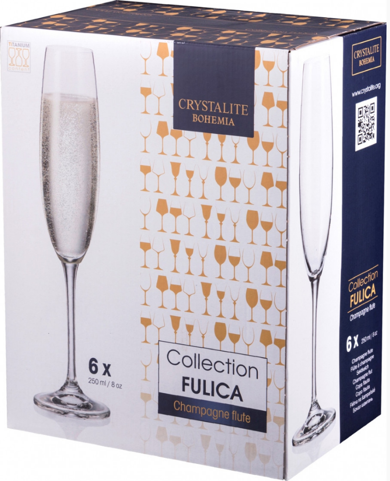 Набор бокалов для шампанского Bohemia Fulica 250 мл 6 шт. Графит - фото 5
