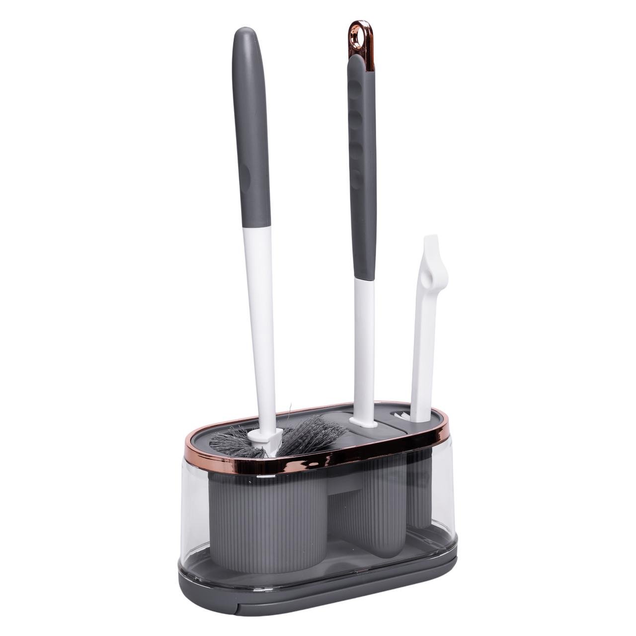 Набір для туалету настінний 3в1 2 йоржи/щітка (HP-35015-47DG) - фото 3 Набір для туалету настінний 3в1 2 йоржи/щітка (HP-35015-47DG) - фото 3