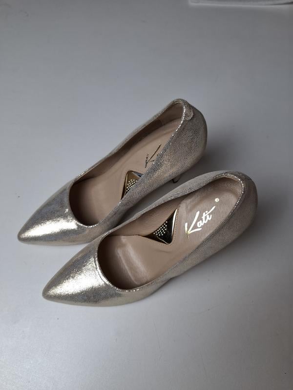 Туфлі жіночі всесезонні Kati Shoes шкіряні р. 36-23,5 см Золотистий (5 1898)