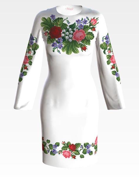 Заготовка женского платья ПЛ021 Розы/фиалки/ландыши для вышивки бисером и нитками из домотканого полотна Белый (ПЛ021дБ) Заготовка женского платья ПЛ021 Розы/фиалки/ландыши для вышивки бисером и нитками из домотканого полотна Белый (ПЛ021дБ)