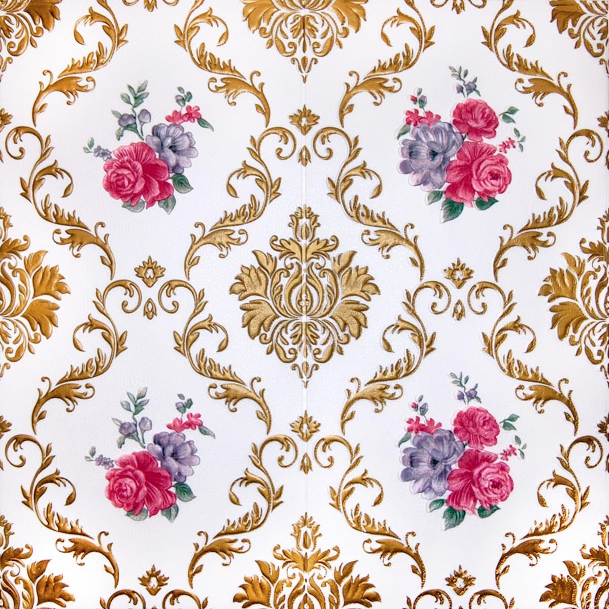 Панель 3D самоклеющаяся декоративная Sticker Wall вензель 700x700x5 мм Золотой