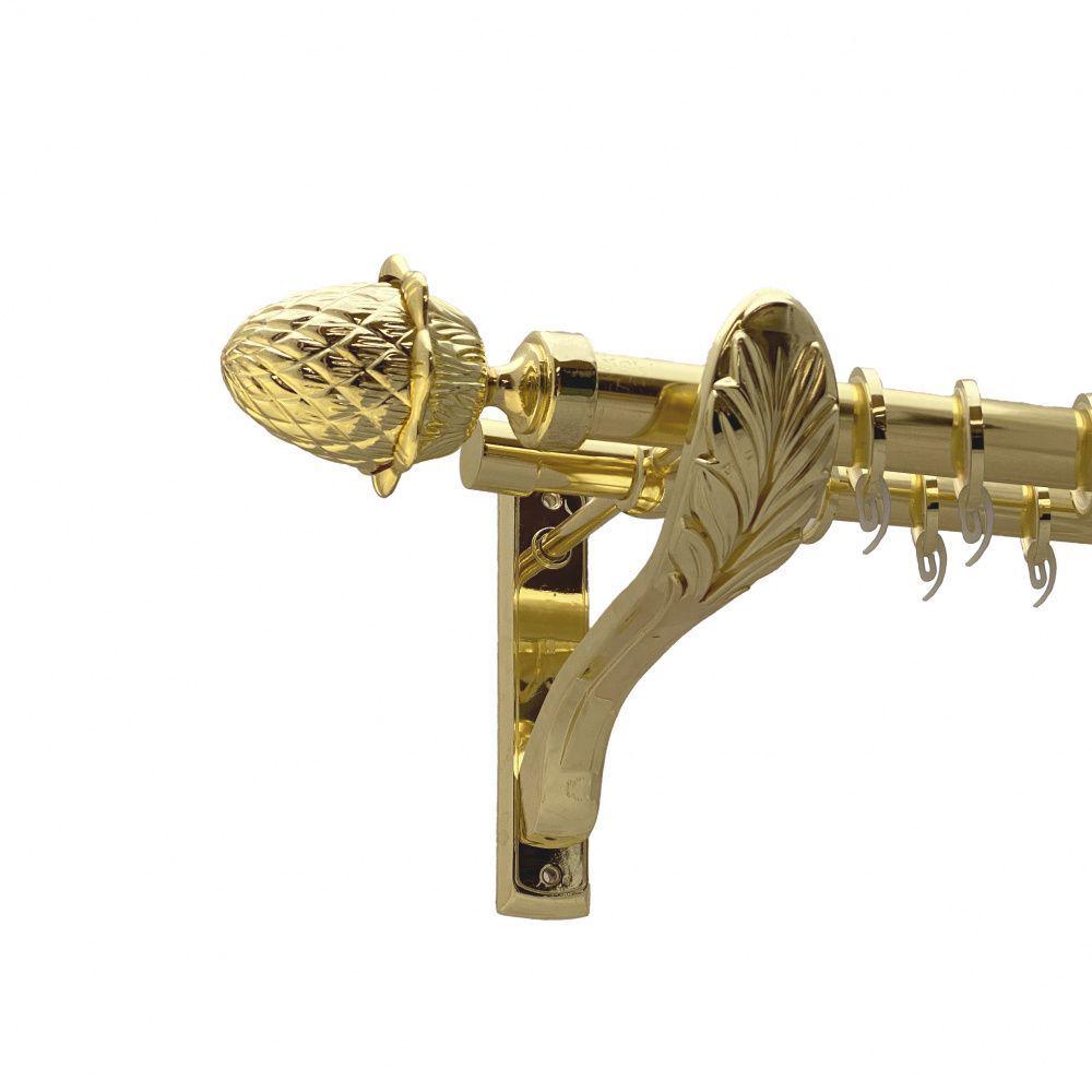 Карниз Orvit Цинара металевий дворядний ретро гладка труба кільце фасонне металеве 25/19 мм 240 см Золото (00-00009680)