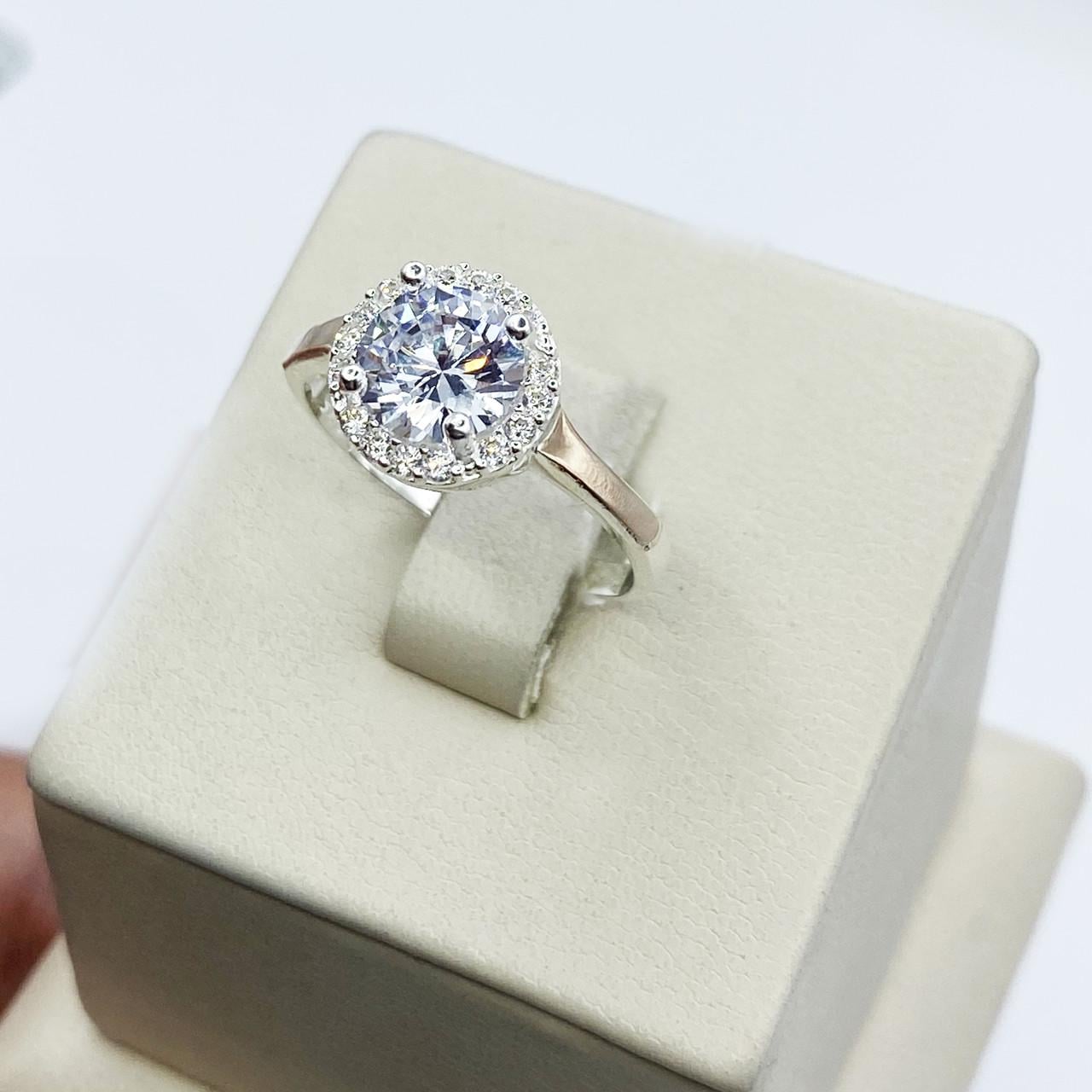 Кольцо серебряное с кубическим цирконием и золотыми пластинами р. 17,5 2,33 г (2026595262)