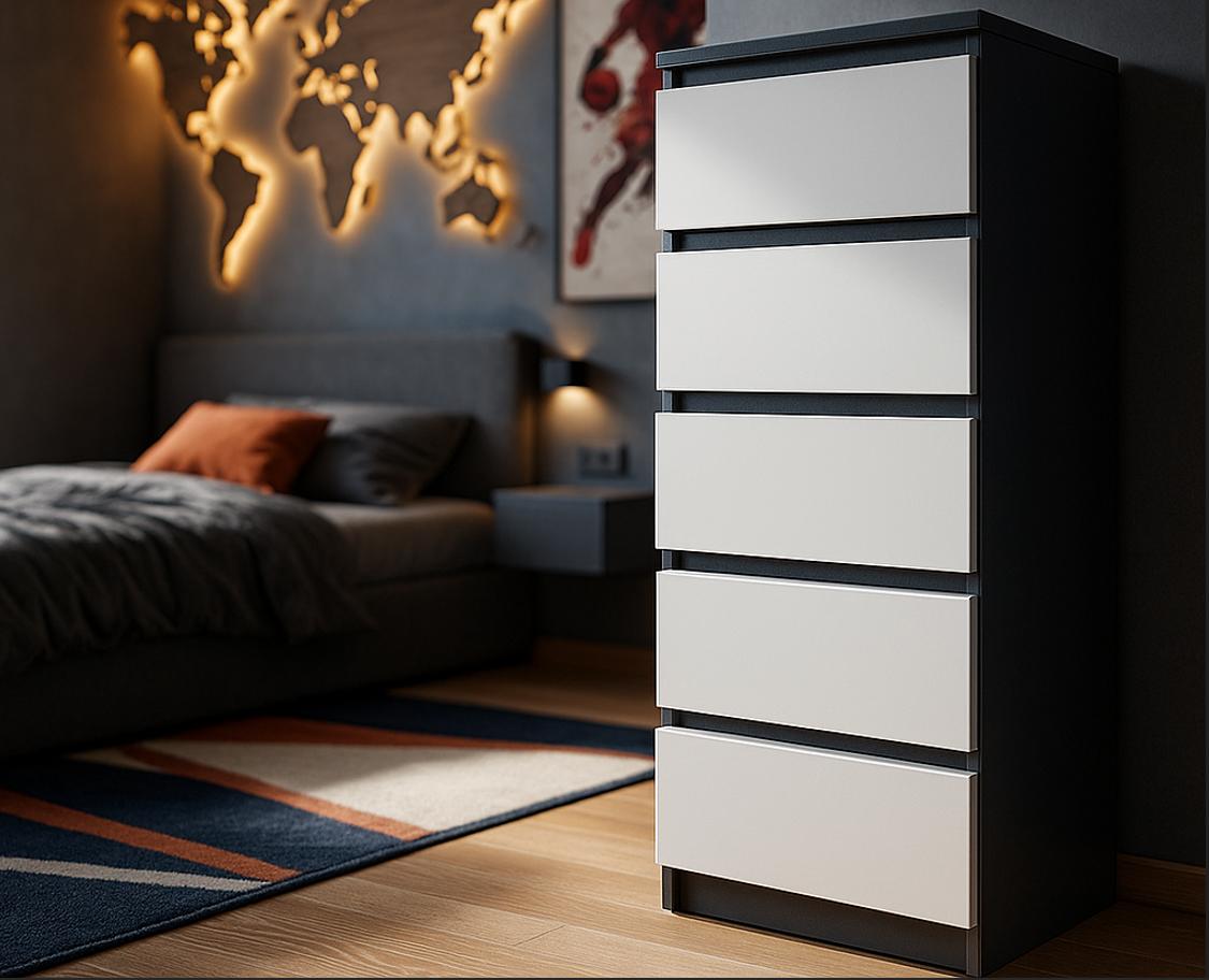 Комод Мастер Форм Брайт телескопические направляющие 500х376х1170 мм Антрацитовый/Белый (20162)