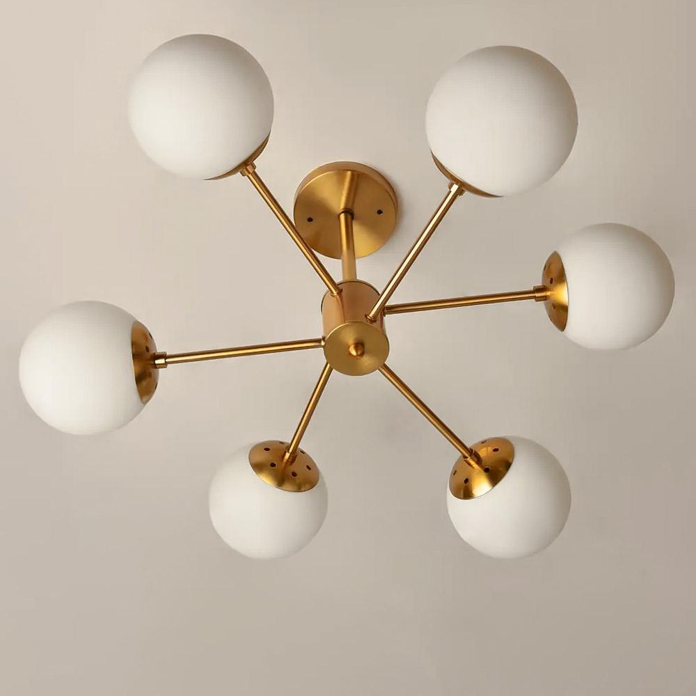 Люстра стельова Light House SH-19572/6 COPPER 650х650х380 мм Золотий/Білий 