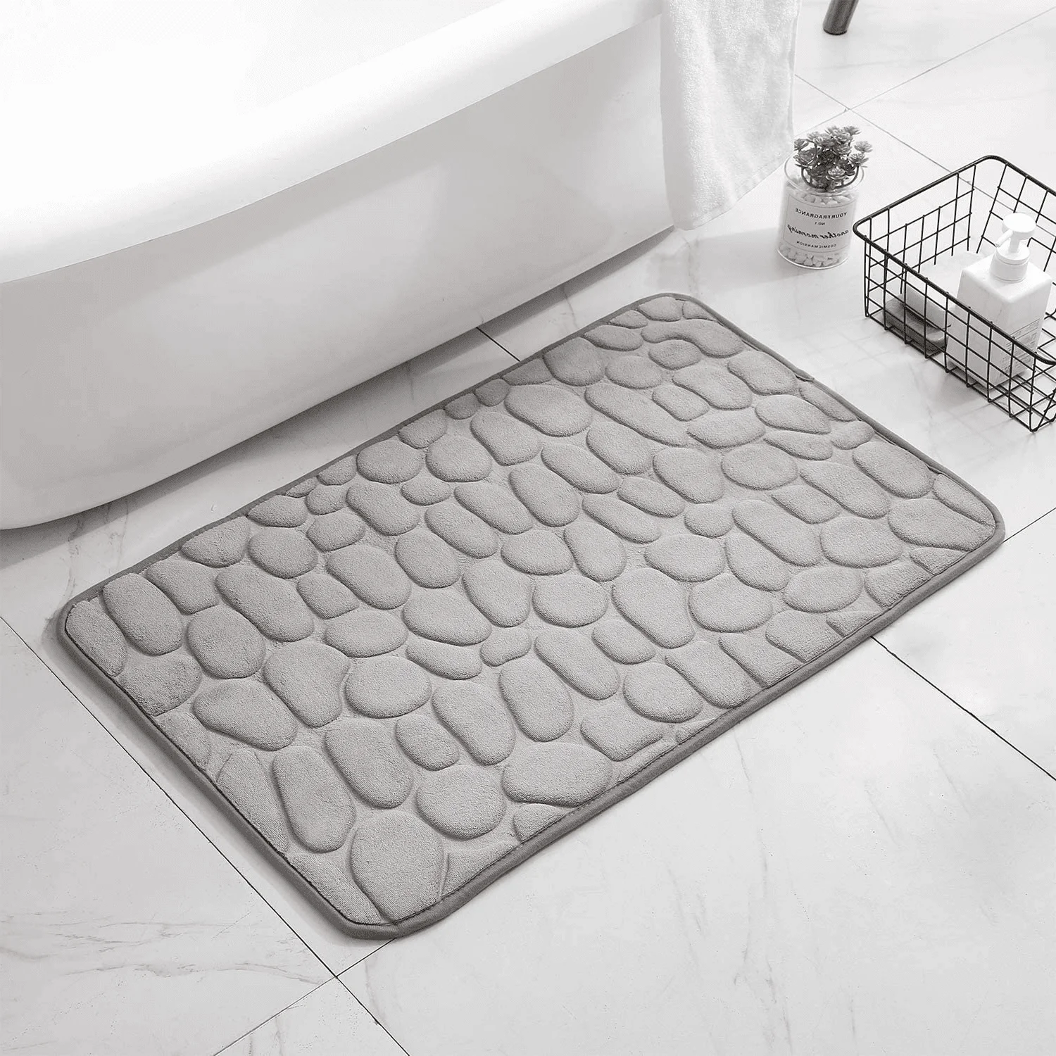 Коврик в ванную антискользящий с 3д эффектом камней Серый (5271) - фото 5 Коврик в ванную антискользящий с 3д эффектом камней Серый (5271) - фото 5