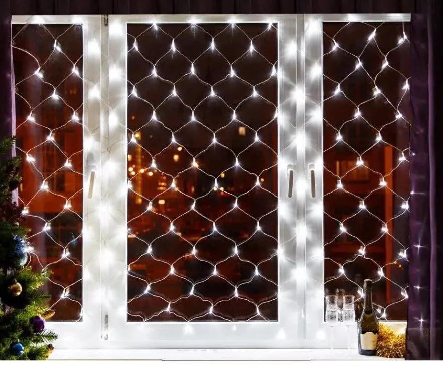 Гирлянда штора сетка 120 LED 220В 1,5х1,5 м Холодный белый (3009) - фото 8 Гирлянда штора сетка 120 LED 220В 1,5х1,5 м Холодный белый (3009) - фото 8