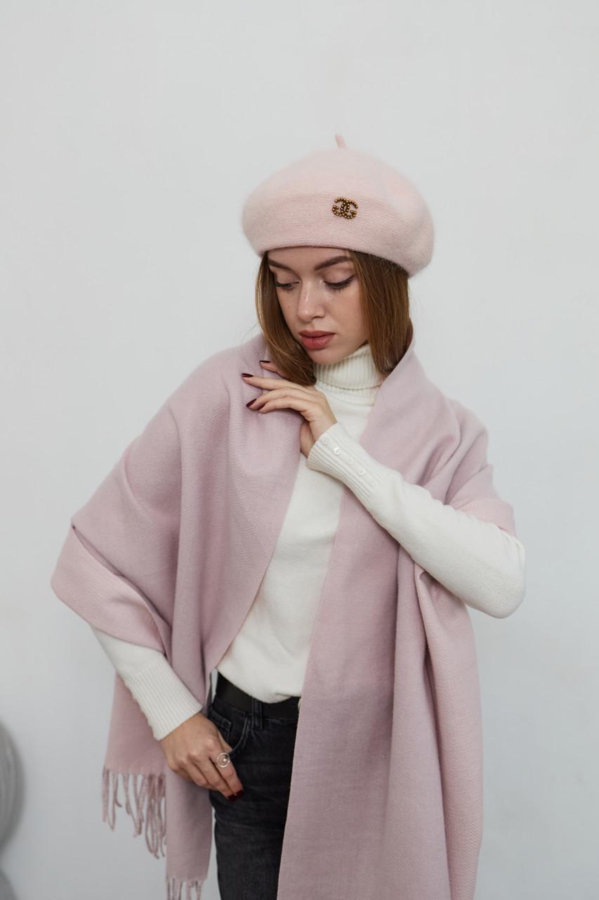 Берет женский ангоровый ANGORA BERET Розовый - фото 3