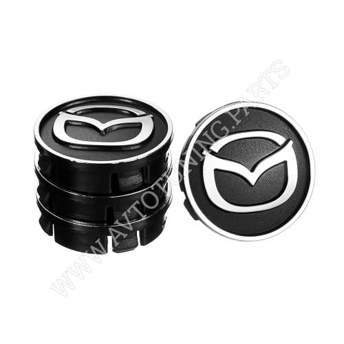 Заглушка колесного диска Mazda пластик 60x55 мм 4 шт.Black