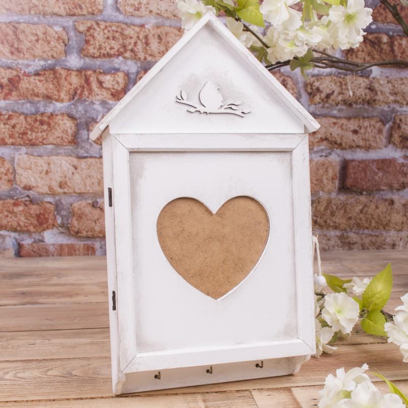 Ключница HOME Сердце с фоторамкой 34x20 см Белый (100291)