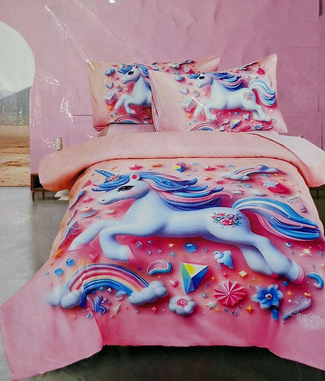 Комплект постільної білизни Colorful Home Єдиноріг з фланелі підлітковий (1115)