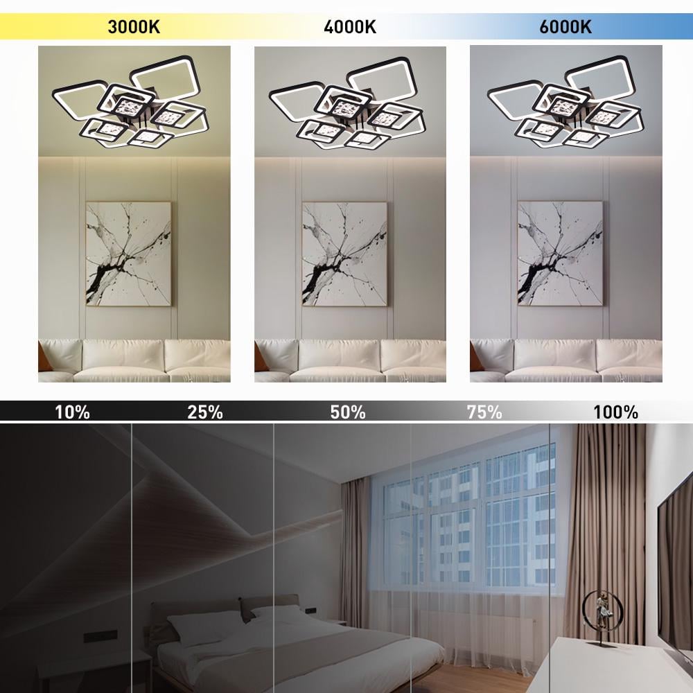 Люстра смарт світлодіодна ESLLSE TETRA TWIST ICE 165W 8S керована 595x595x110 мм Чорний (10585) - фото 4 Люстра смарт світлодіодна ESLLSE TETRA TWIST ICE 165W 8S керована 595x595x110 мм Чорний (10585) - фото 4