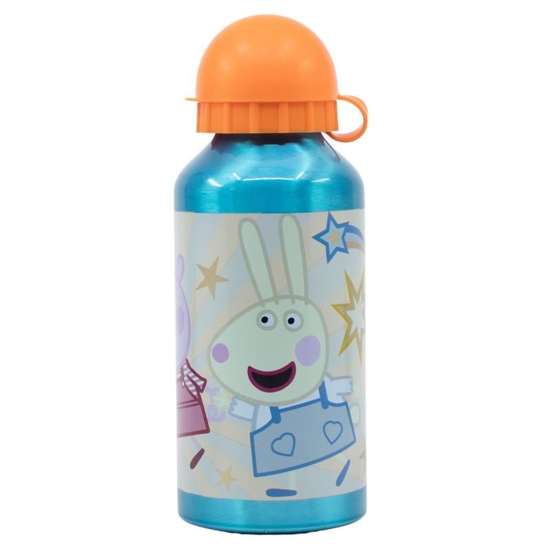 Пляшка дитяча алюмінієва Stor Peppa Pig 400 мл 6,6х6,6х14,5 см Блакитний з оранжевим (28431598)