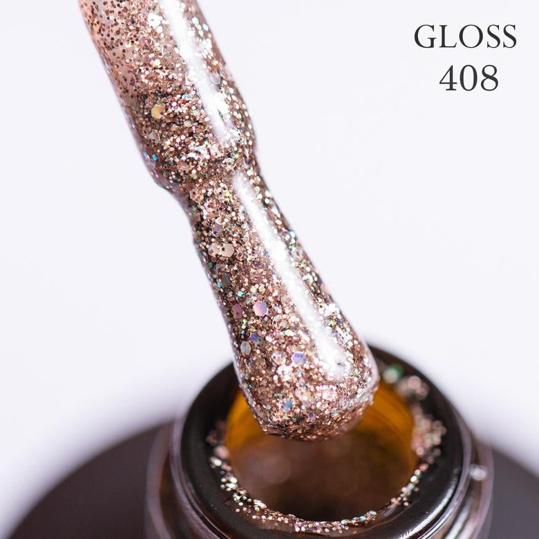 Гель-лак GLOSS 408 с голографическими блестками 11 мл Шампань (19933)