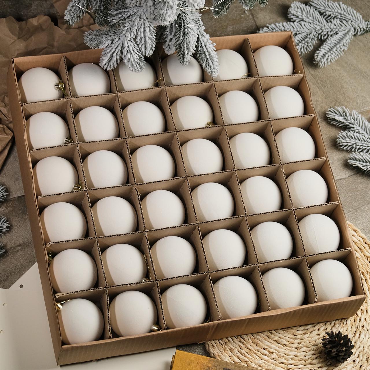 Набір новорічних кульок Оксамит D-8 см 18 шт. Білий