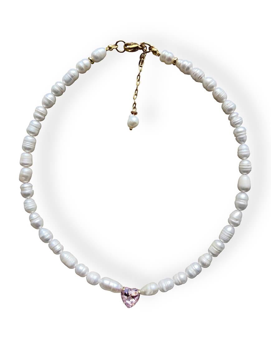 Намисто Pink heart NSTONE біле One size
