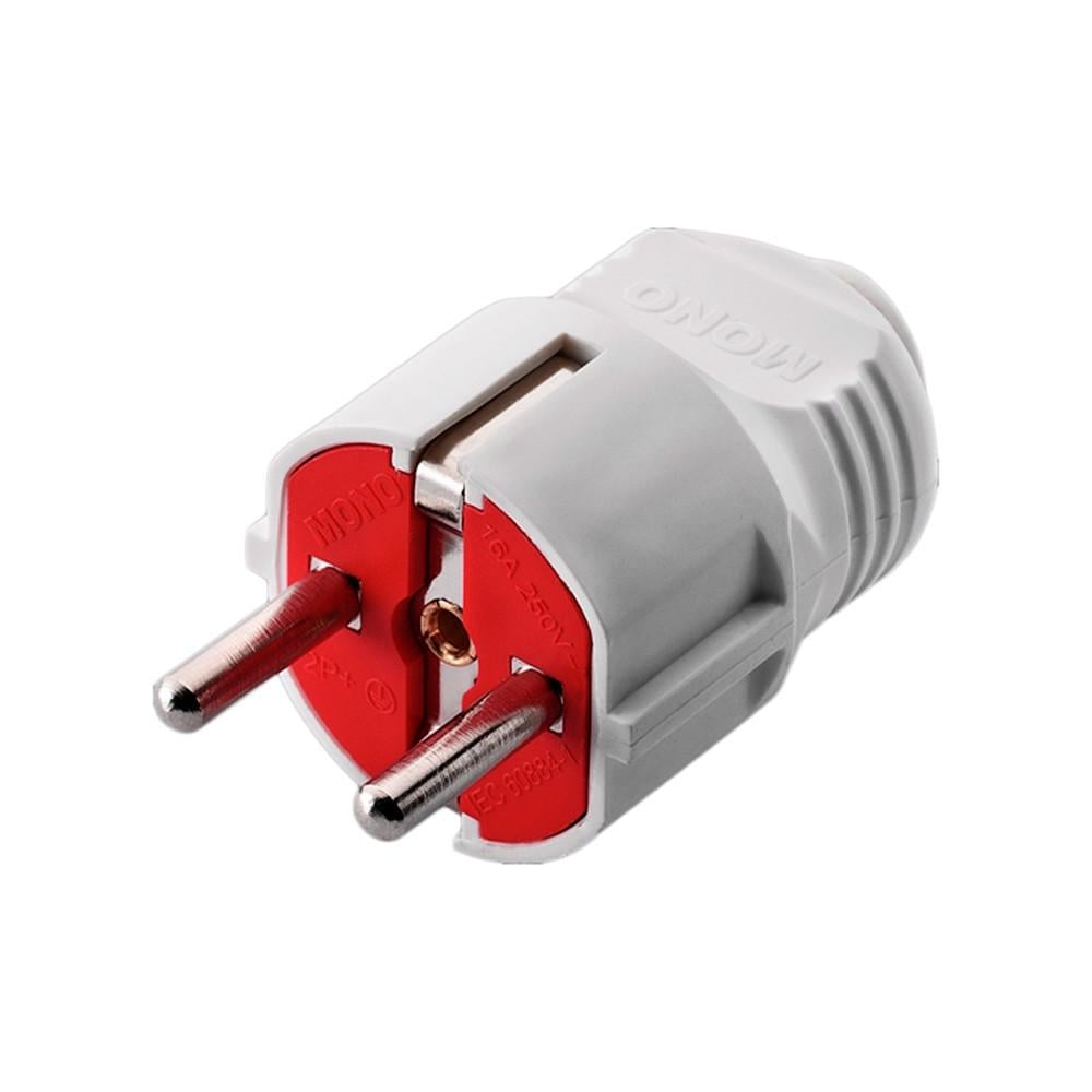 Вилка пряма штепсельна з заземленням Mono Electric Білий (170-010002-703) Вилка пряма штепсельна з заземленням Mono Electric Білий (170-010002-703)