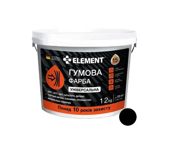 Краска резиновая универсальная Element база А 12 кг Черный (2594858651)