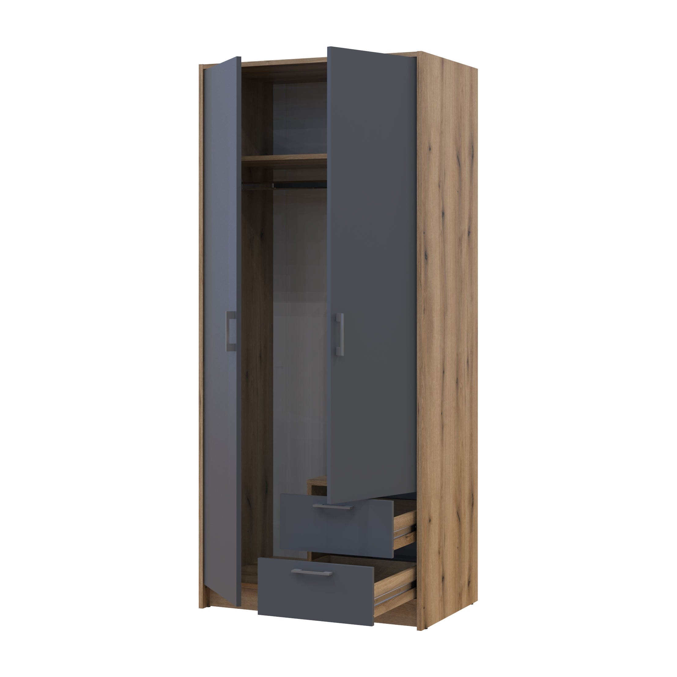 Шафа для одягу Ронді 2 ДСП 82х52х195 см Дуб Артізан/Графітовий (80737804)