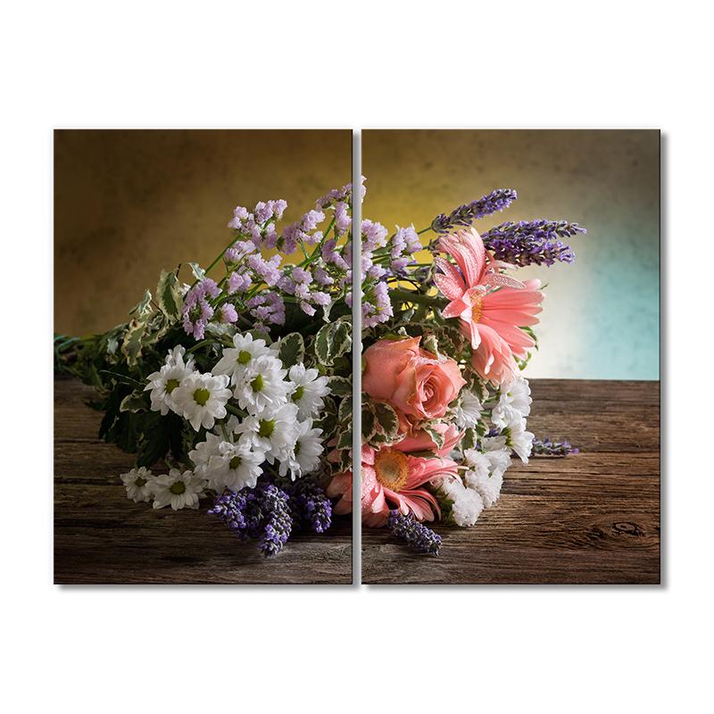 Картина модульная Букет розы и полевые цветы 2 модуля 50x75 см