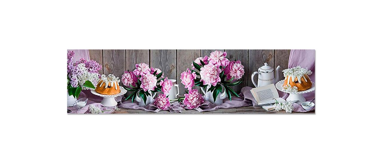 Фартук кухонный Пионы и сирень 65х250 см Розовый Фартук кухонный Пионы и сирень 65х250 см Розовый