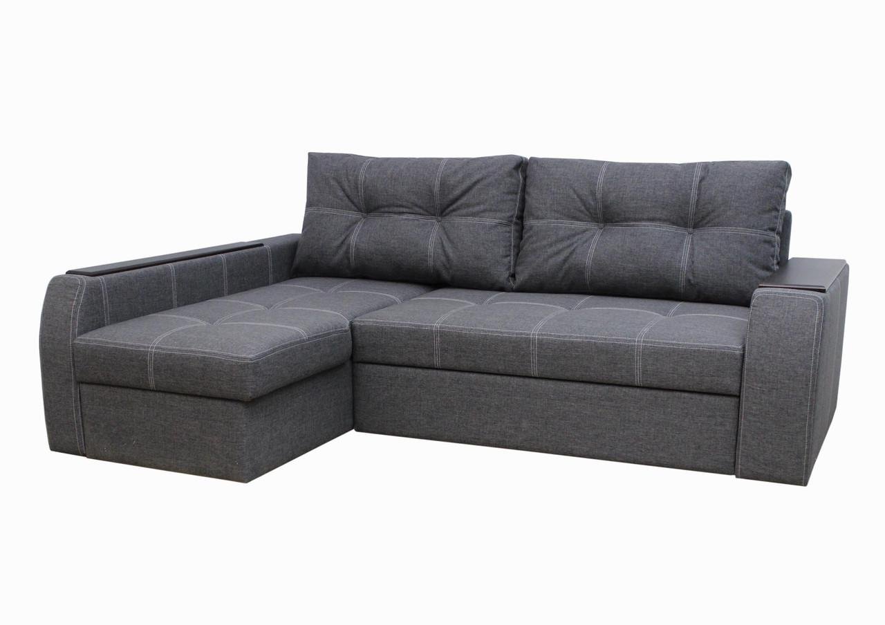 Диван кутовий ортопедичний Garnitur.plus Барон 95х250х100 см Темно-сірий (DP-803)