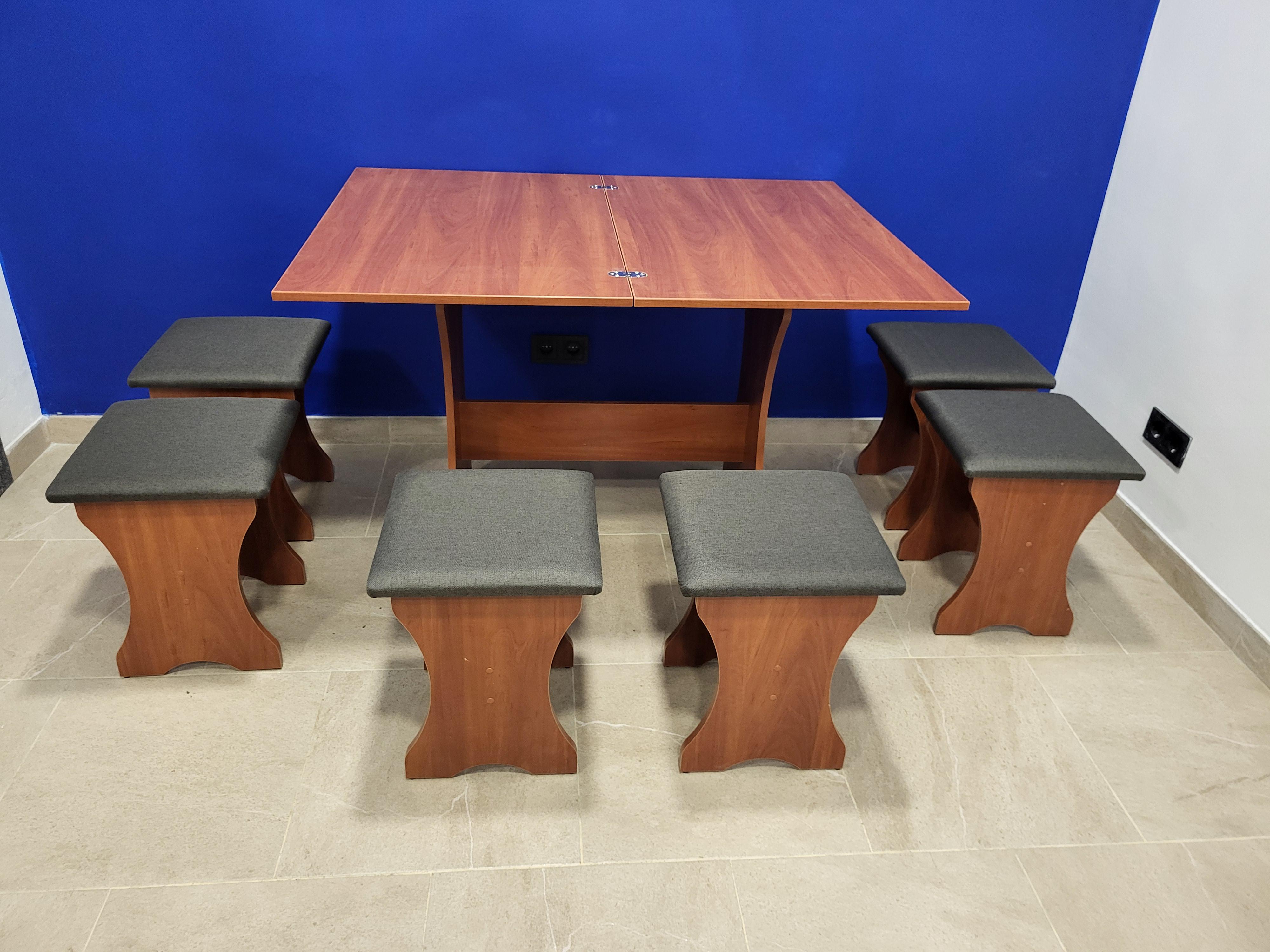 Стол раскладной и 6 табуретов Семейный Яблоня/Мальмо (S6T-Y-M)