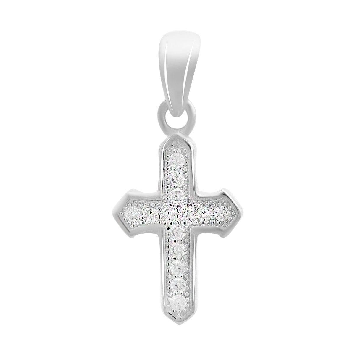 Хрестик срібний з фіанітами (75994)
