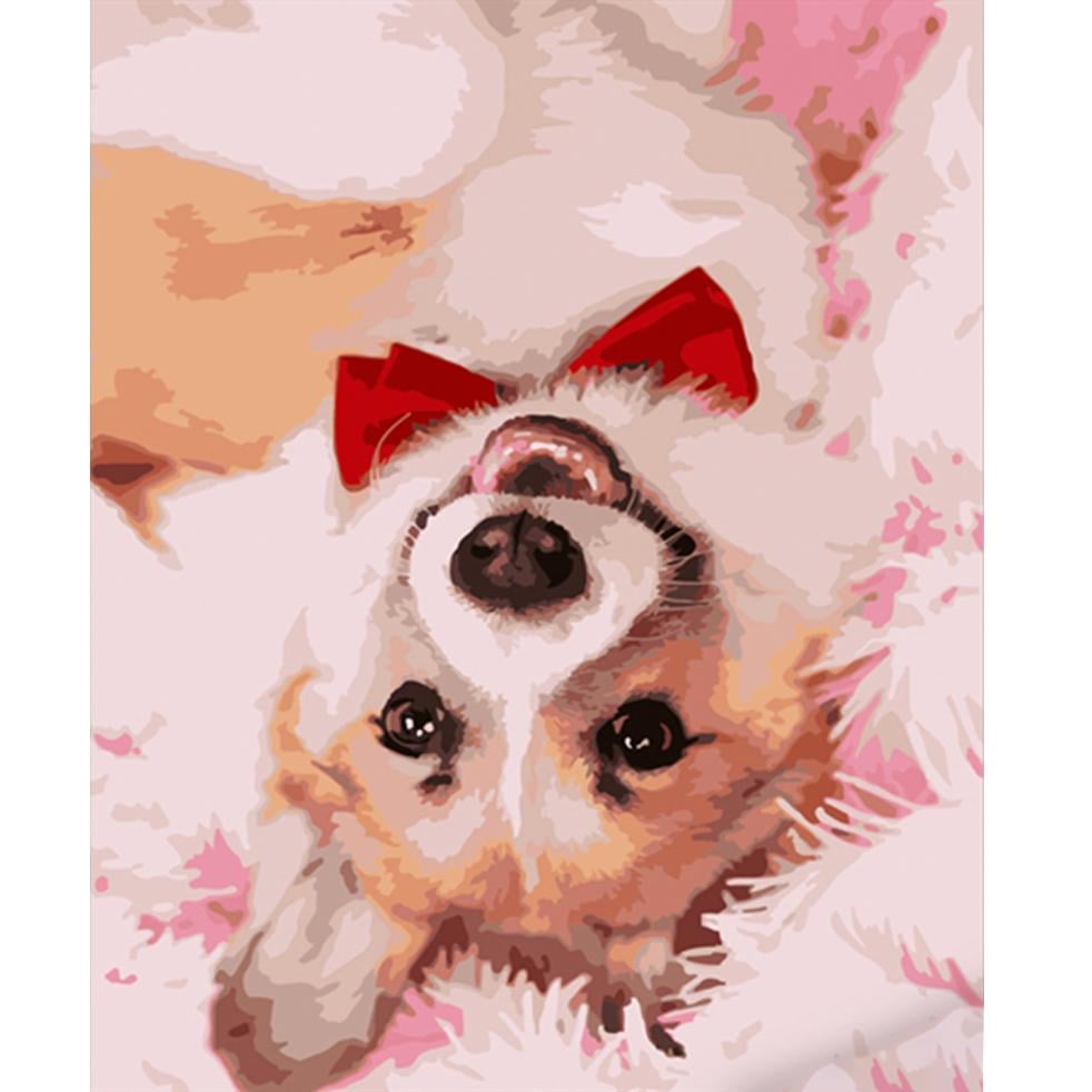 Картина по номерам Strateg Премиум Корги с галстуком 40x50 см (HH012)