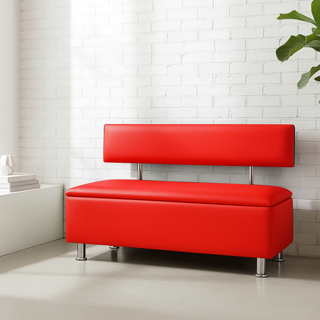 Диван у зону очікування Сompakt штучна шкіра 120 см Червоний (Ш120к)