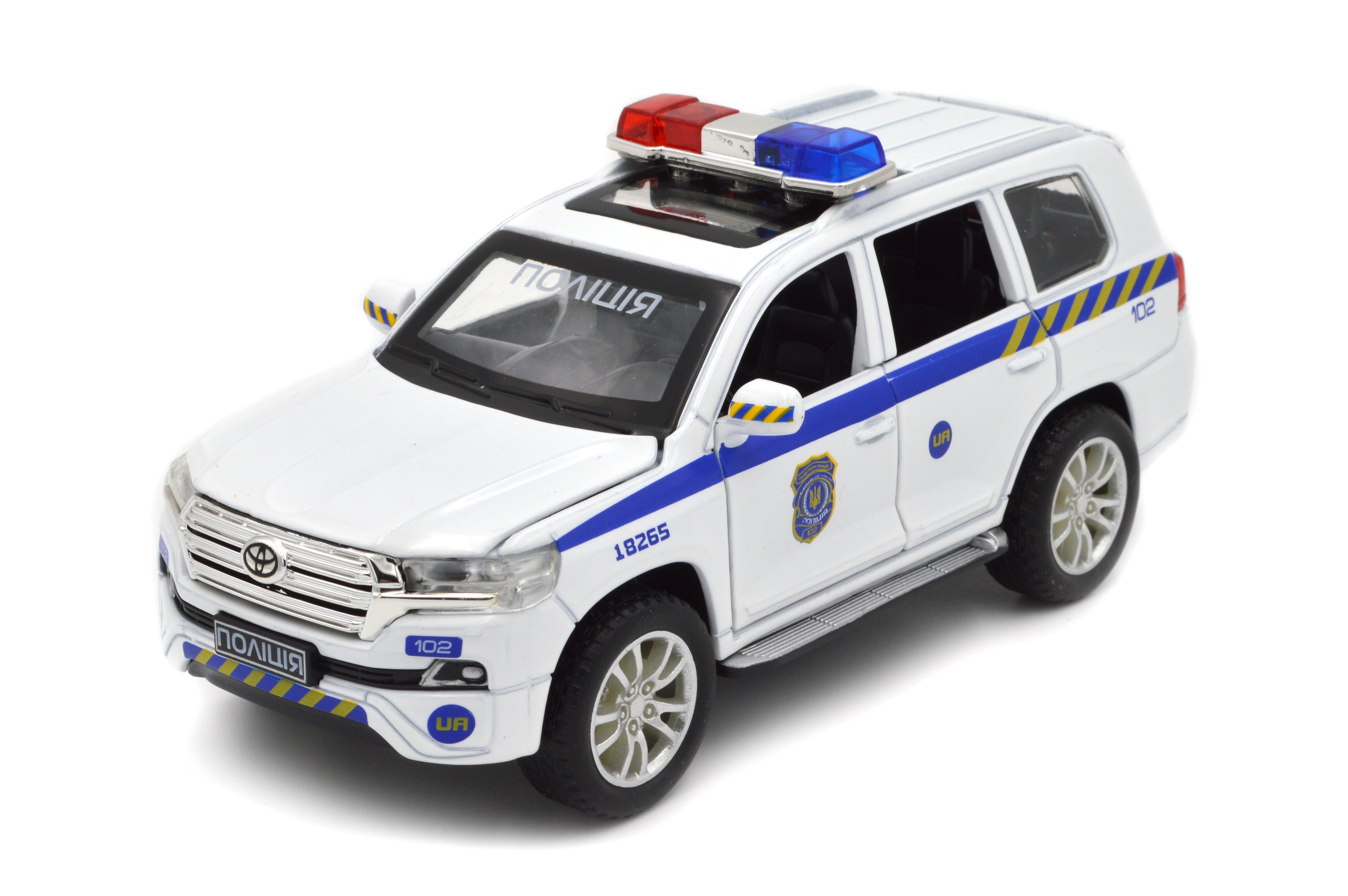 Модель металлическая Toyota Land Cruiser Полиция инерция/звук/свет фар 1:32 (41153)