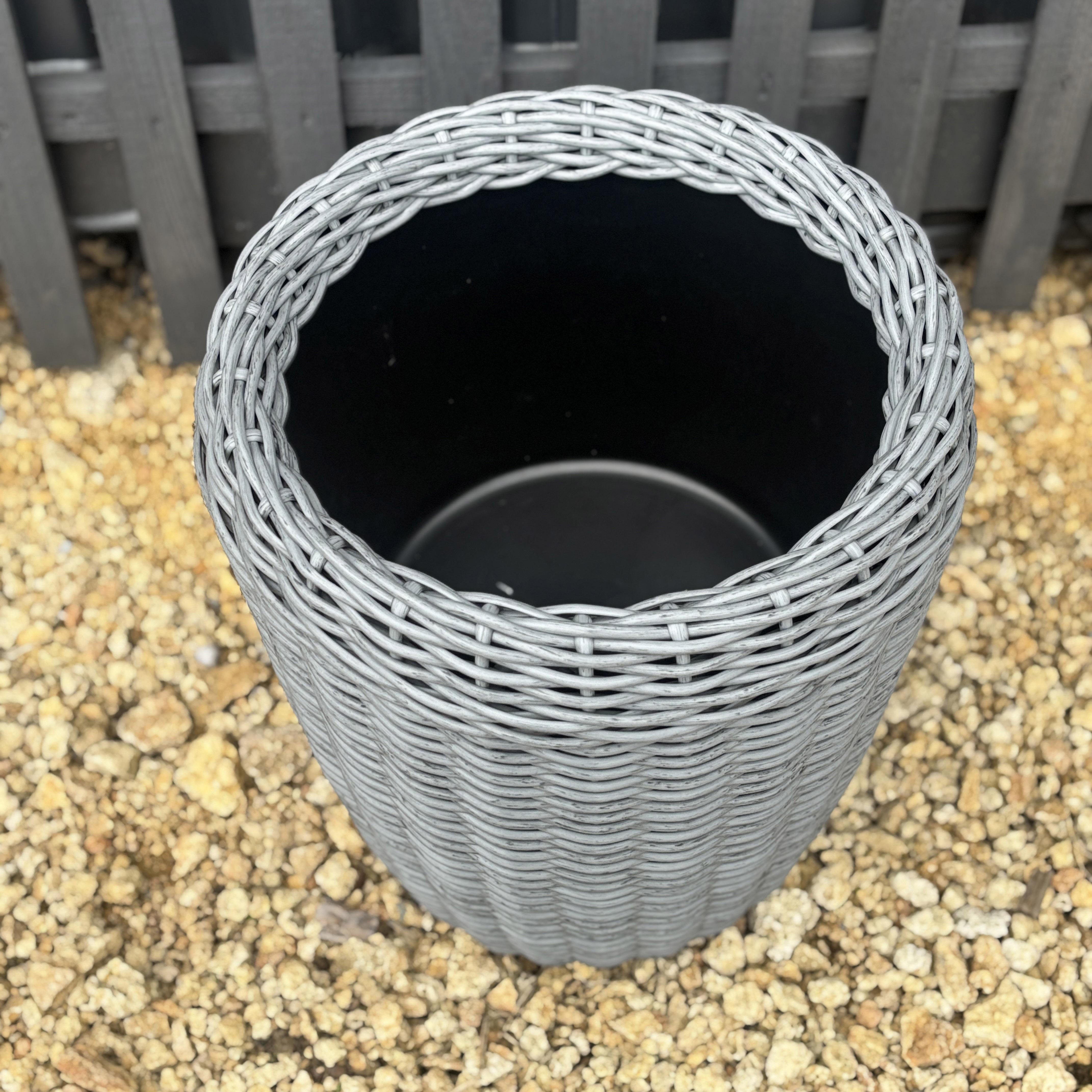 Кашпо высокое для цветов и растений из искусственного ротанга/ручной работы 16 л Серый - фото 3 Кашпо высокое для цветов и растений из искусственного ротанга/ручной работы 16 л Серый - фото 3