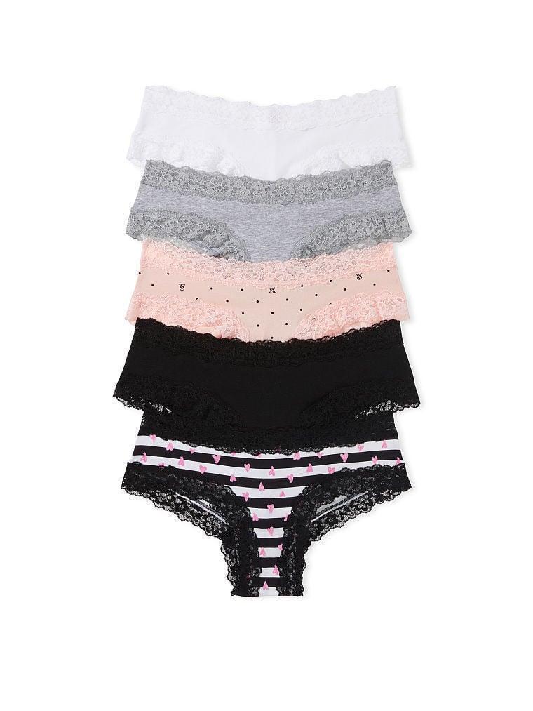 Набір трусиків Victoria's Secret Lace Waist Cotton Cheeky Panties M 5 шт. Різнокольоровий (2197635532)
