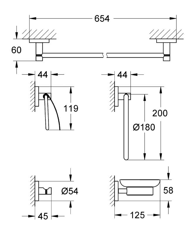 Набір аксесуарів для ванни Grohe ESSENTIALS 40344001 5в1 (28837) - фото 2