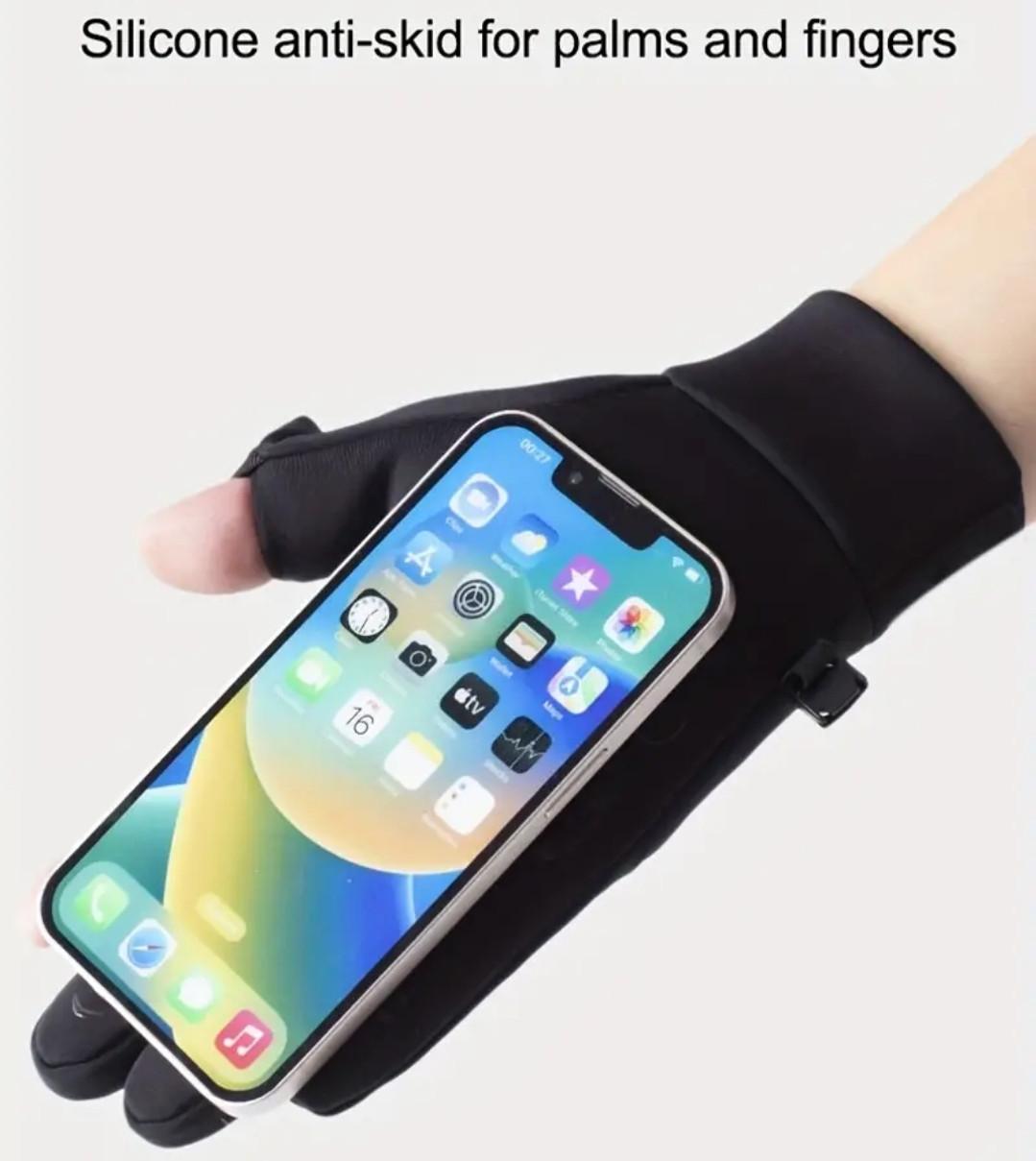 Рукавички зимові чоловічі сенсорні з кишенею спортивні водонепроникні флісові XL Чорний (2470741813) - фото 5