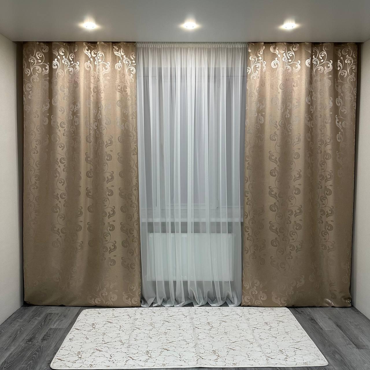 Штори Toscana жаккардові 1,5х2,7 м 2 шт. Бежевий - фото 4 Штори Toscana жаккардові 1,5х2,7 м 2 шт. Бежевий - фото 4