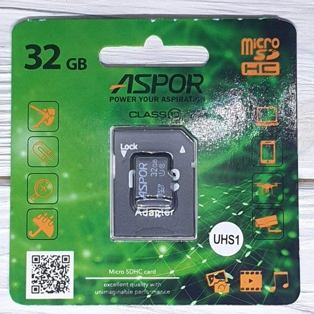 Карта памяти Aspor MicroSDHC 32GB UHS-I Class 10 с SD-адаптером (1858272793) - фото 3 Карта памяти Aspor MicroSDHC 32GB UHS-I Class 10 с SD-адаптером (1858272793) - фото 3