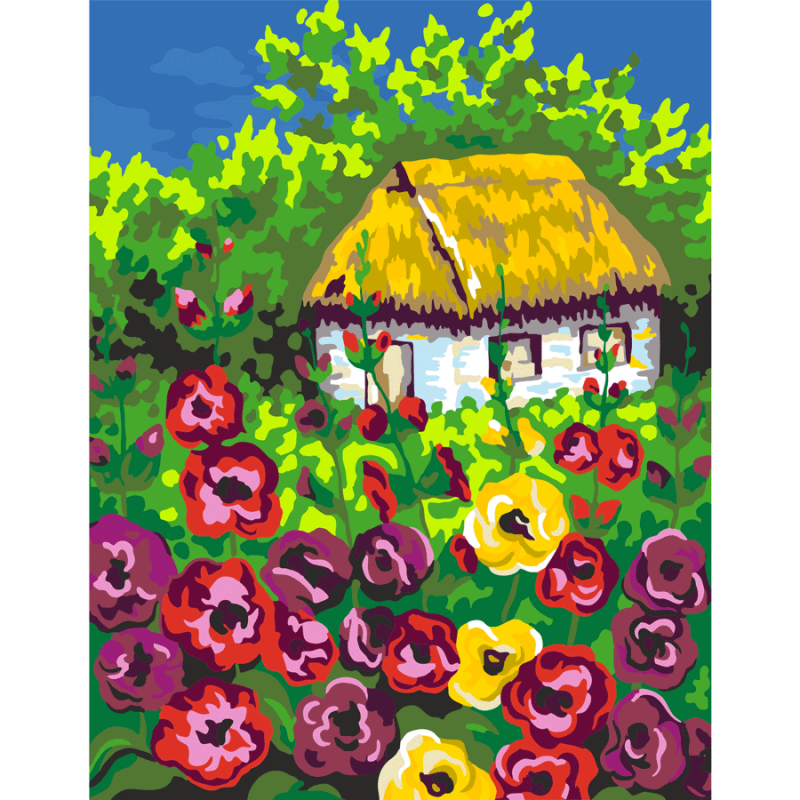 Картина по номерам Rosa Мальвы возле дома 35х45 см (Az-206204)