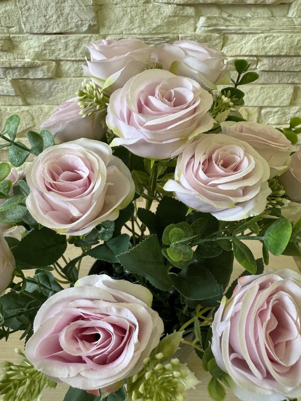 Букет троянди в кашпо ПЛАСТМАКС Бузковий (R0204) - фото 4