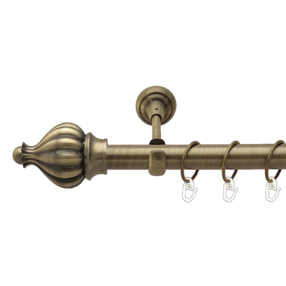 Карниз металлический Orvit Таджа однорядный открытый/гладкая труба/кольцо металлическое Антик 25 мм 300 см (4224025)