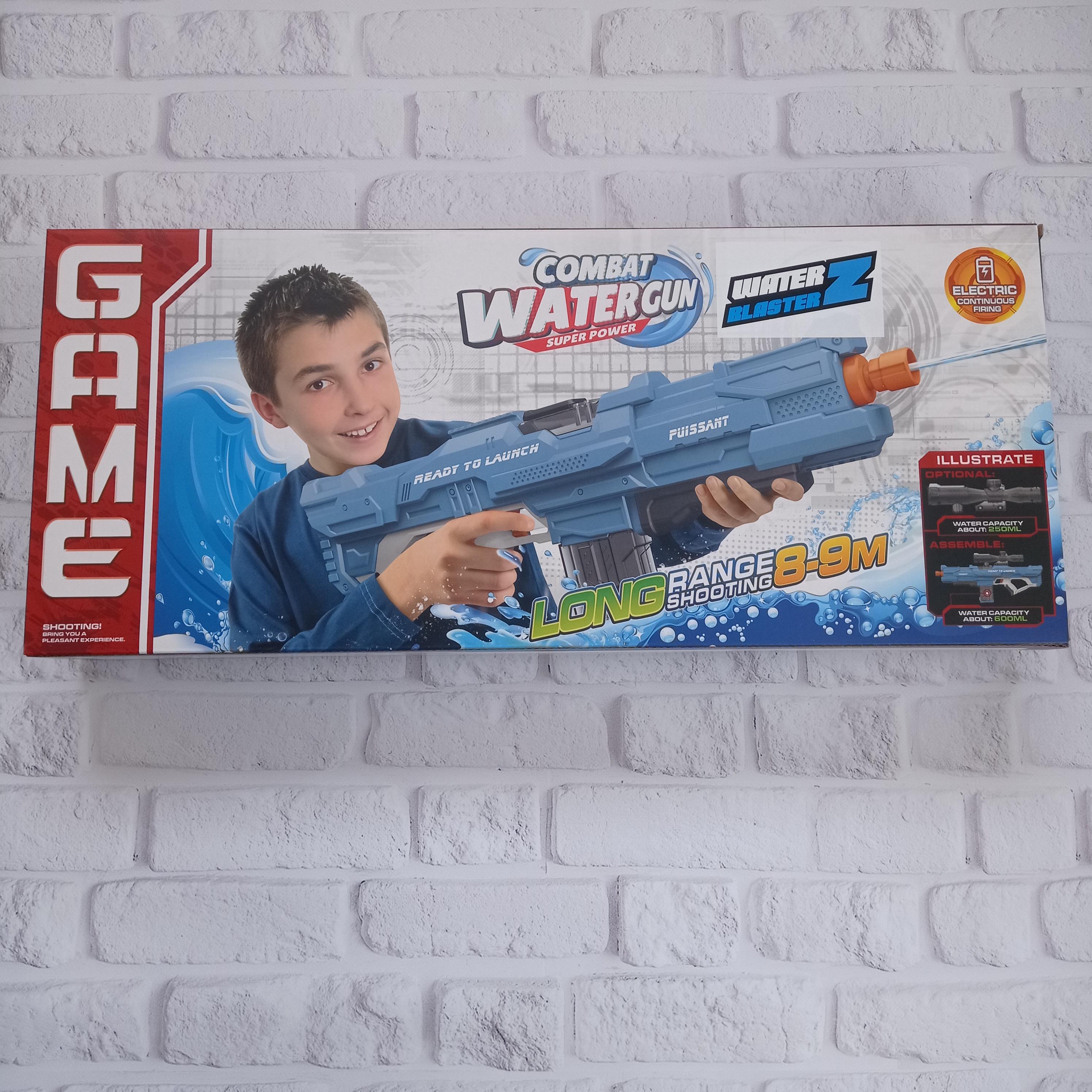 Электрический водяной пистолет детский Combat Water Gun Голубой (10698487) - фото 5