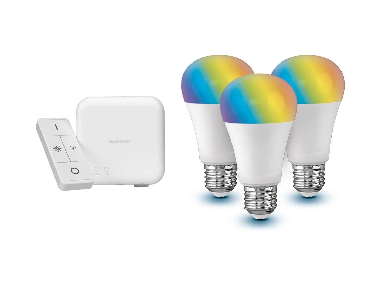 Комплект освещения для умного дома Livarno Home Smart Home Zigbee шлюз с цветными 3 лампочками пульт (D1-00529)