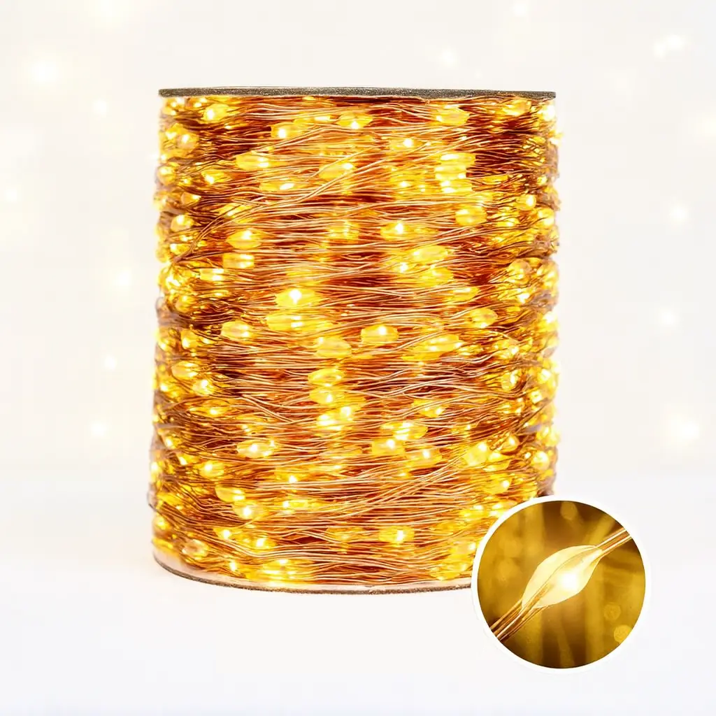 Гирлянда светодиодная нить Роса 200 м 2000 Led от сети на прозрачной проволоке с пультом ДУ Теплый белый - фото 2 Гирлянда светодиодная нить Роса 200 м 2000 Led от сети на прозрачной проволоке с пультом ДУ Теплый белый - фото 2