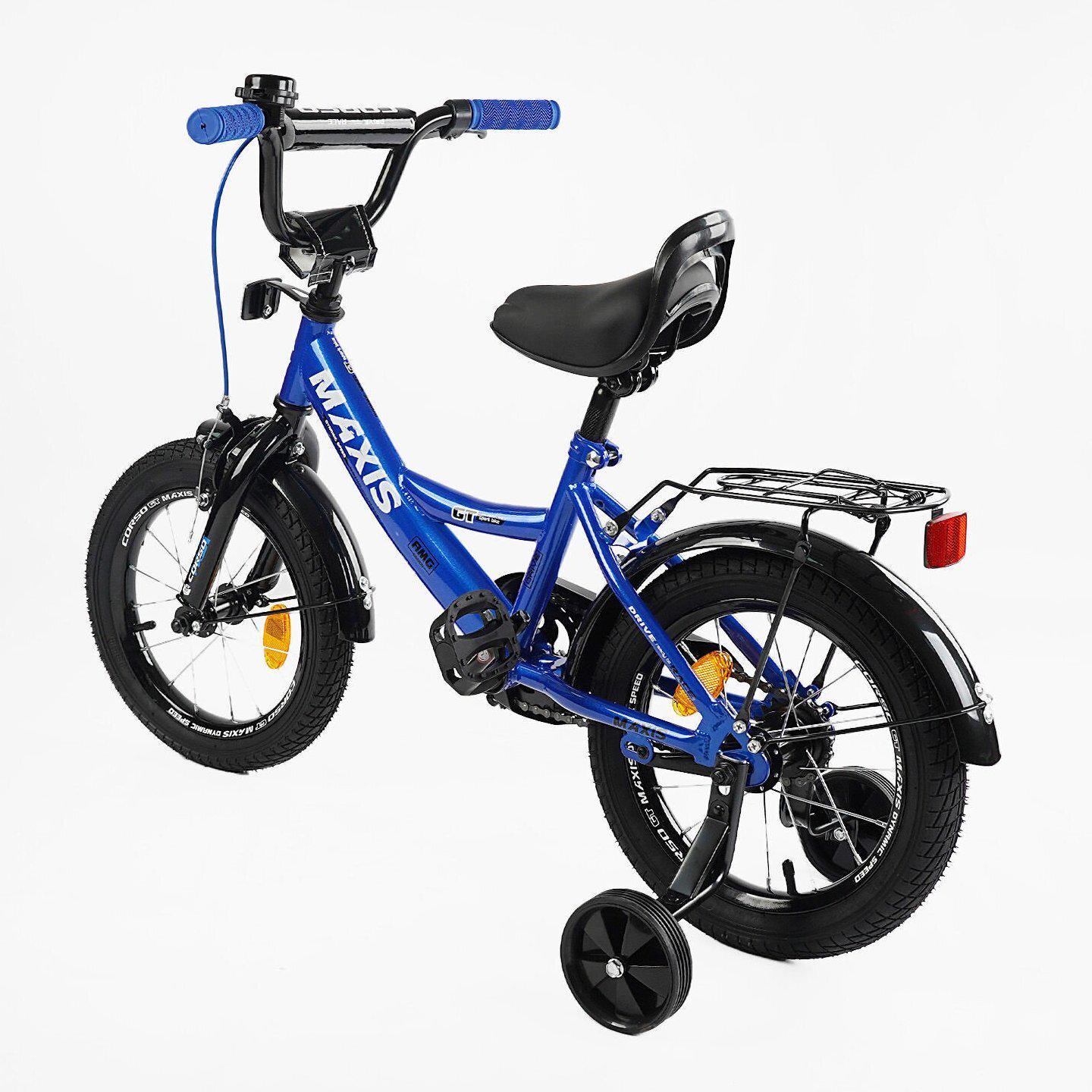 Велосипед двоколісний Corso MAXIS 14" дитячий з багажником Синій - фото 3 Велосипед двоколісний Corso MAXIS 14" дитячий з багажником Синій - фото 3
