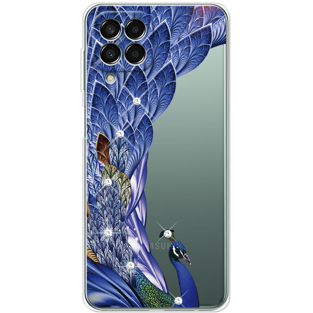 Чехол BoxFace Samsung Galaxy M33 5G (M336) Павлин со стразами Прозрачный силикон (44472-rs7-44472)