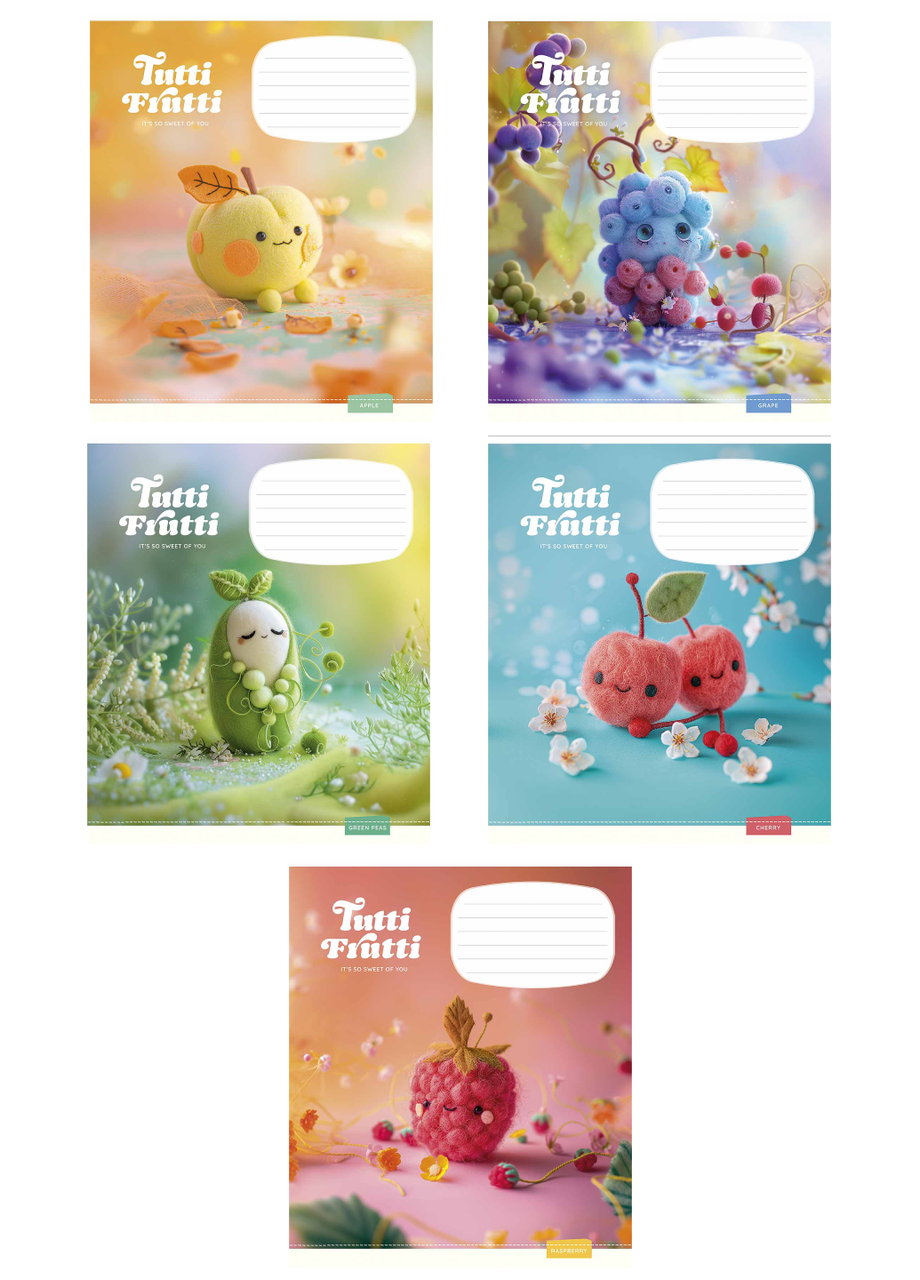 Тетради ученические Школьник Tutti Frutti в клетку 12 л. 5 шт. (3447 4820006470432)