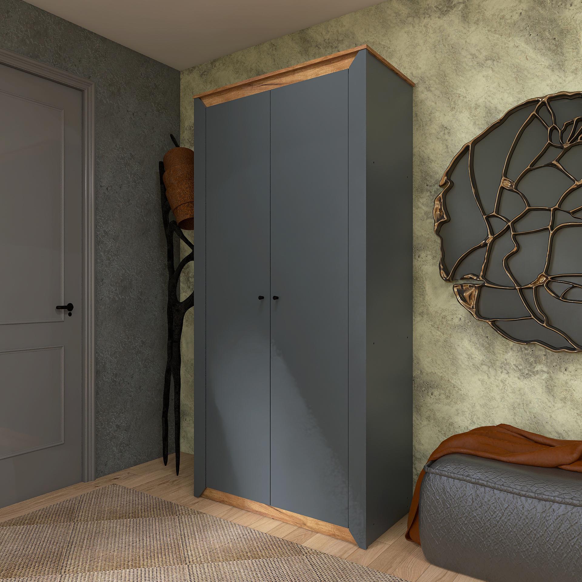 Шкаф распашной Еверест Нордик-990 Крафт золотой/Графитовый