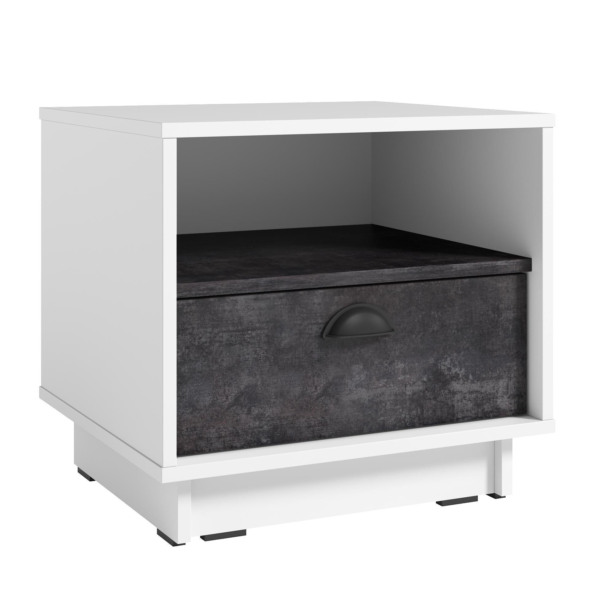 Тумба Moreli приліжкова для спальні K-0005 Білий/Бетон Темний